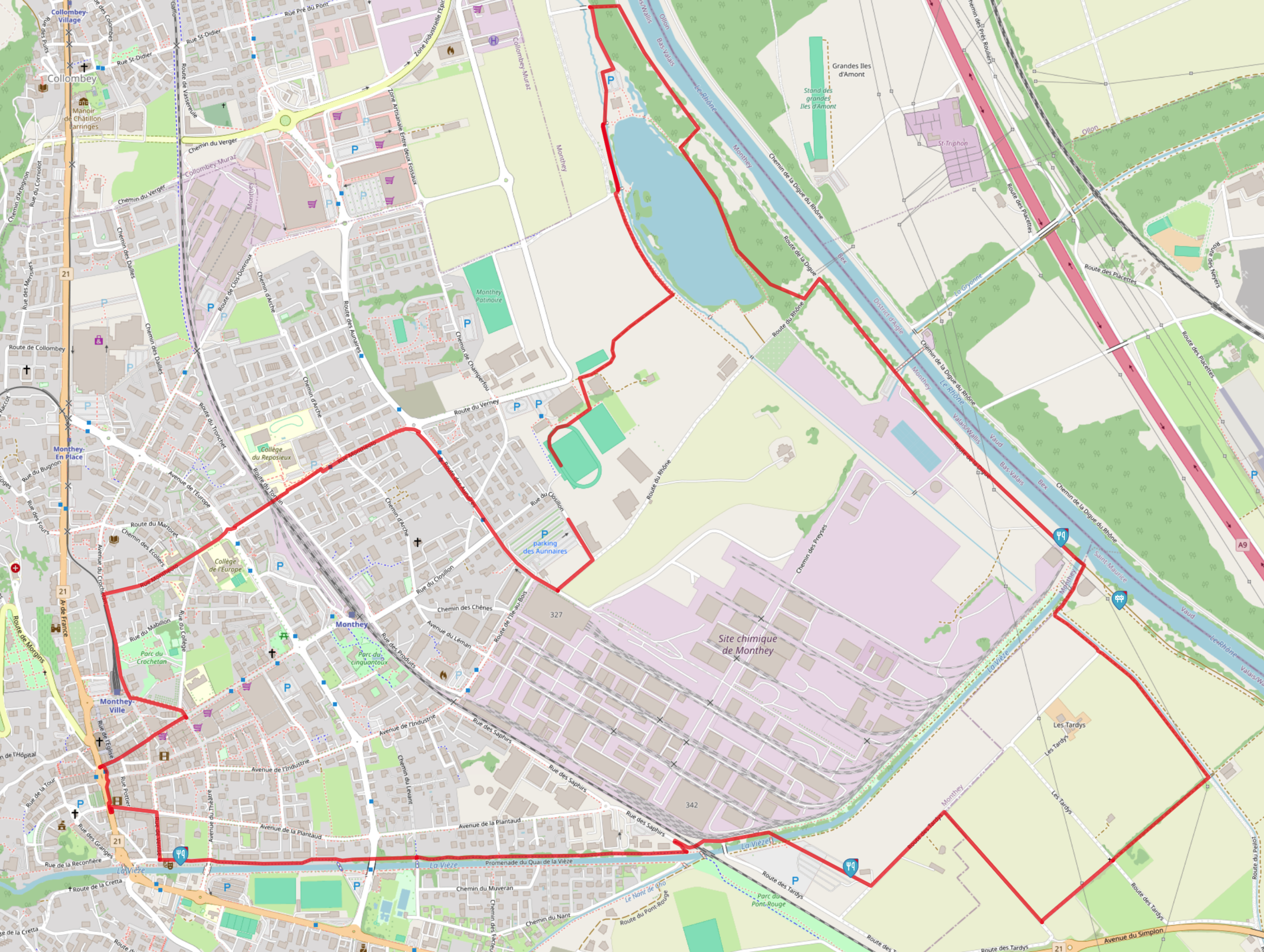 Plan du parcours Tour de Monthey — 10 km